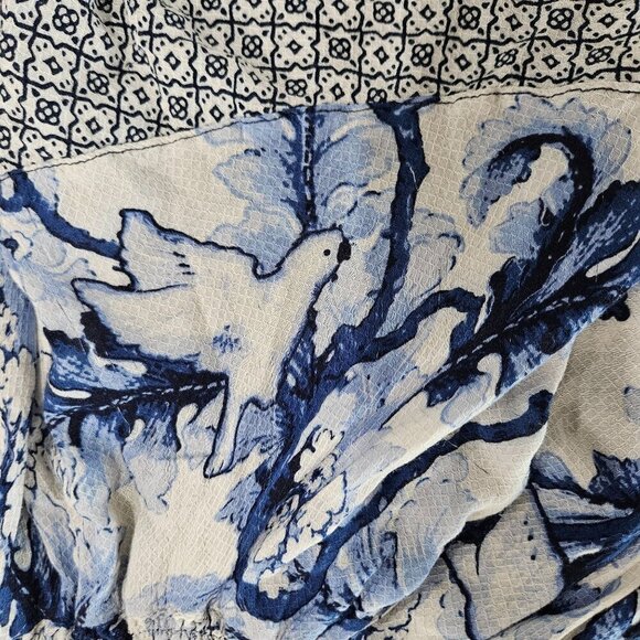 Desigual Small Skirt Blue Boho Cottagecore Fairy Bird Print Mini Ruffle PullOn - Picture 2 of 6